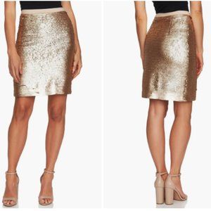 NWT CECE Womens Gold Sequined Sequin Above The Knee Mini Skirt Size 6